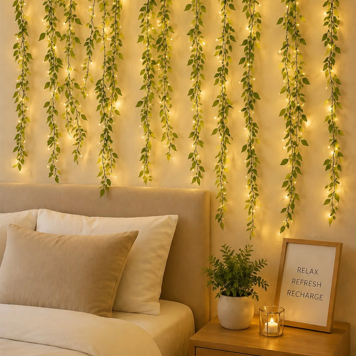 MP Leaf String Light Warm White 180 LED Decorative Leaf Light for Home, Balcony, Bedroom, Party & Festive Decoration