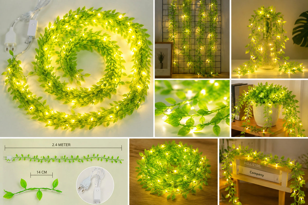 MP Leaf String Light Warm White 180 LED Decorative Leaf Light for Home, Balcony, Bedroom, Party & Festive Decoration