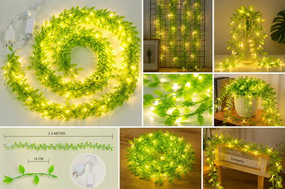 MP Leaf String Light Warm White 180 LED Decorative Leaf Light for Home, Balcony, Bedroom, Party & Festive Decoration