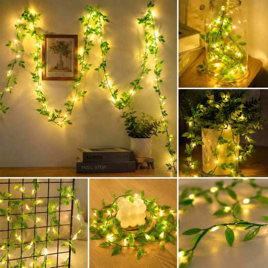 MP Leaf String Light Warm White 180 LED Decorative Leaf Light for Home, Balcony, Bedroom, Party & Festive Decoration