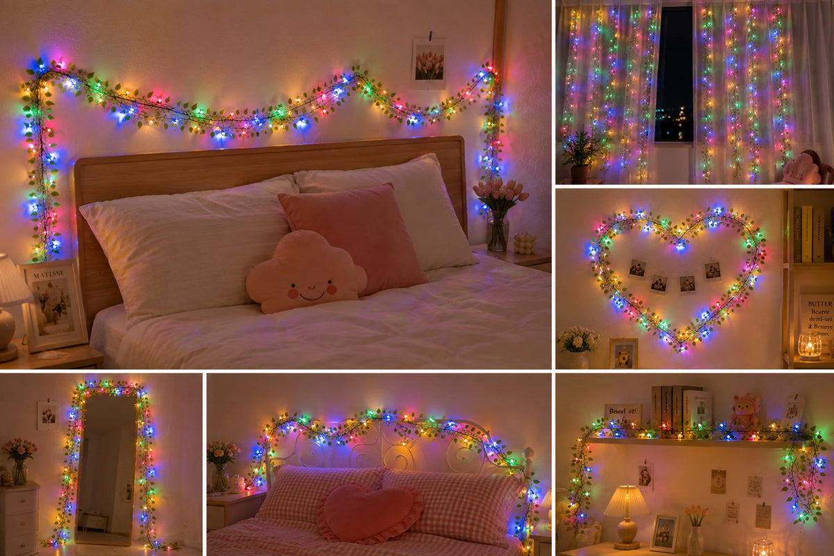 MP Leaf String Light Warm White 180 LED Decorative Leaf Light for Home, Balcony, Bedroom, Party & Festive Decoration